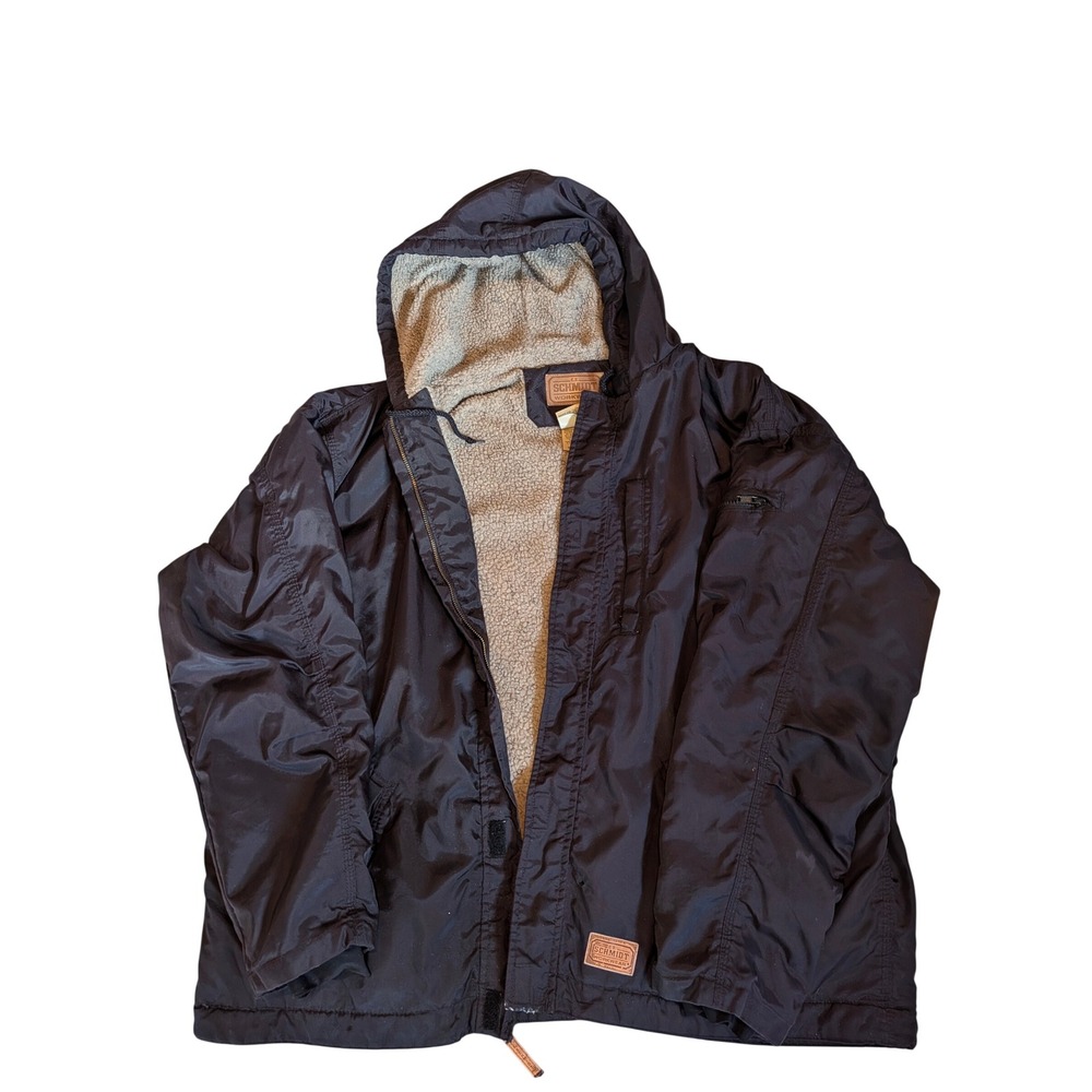 CE Schmidt Workwear Mens Hooded Nylon Jacket TNJ57BK Black 2XL Fleece Lined